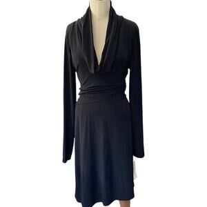 CALVIN KLEIN Black Cowl Neck Long sleeve Dress Size medium